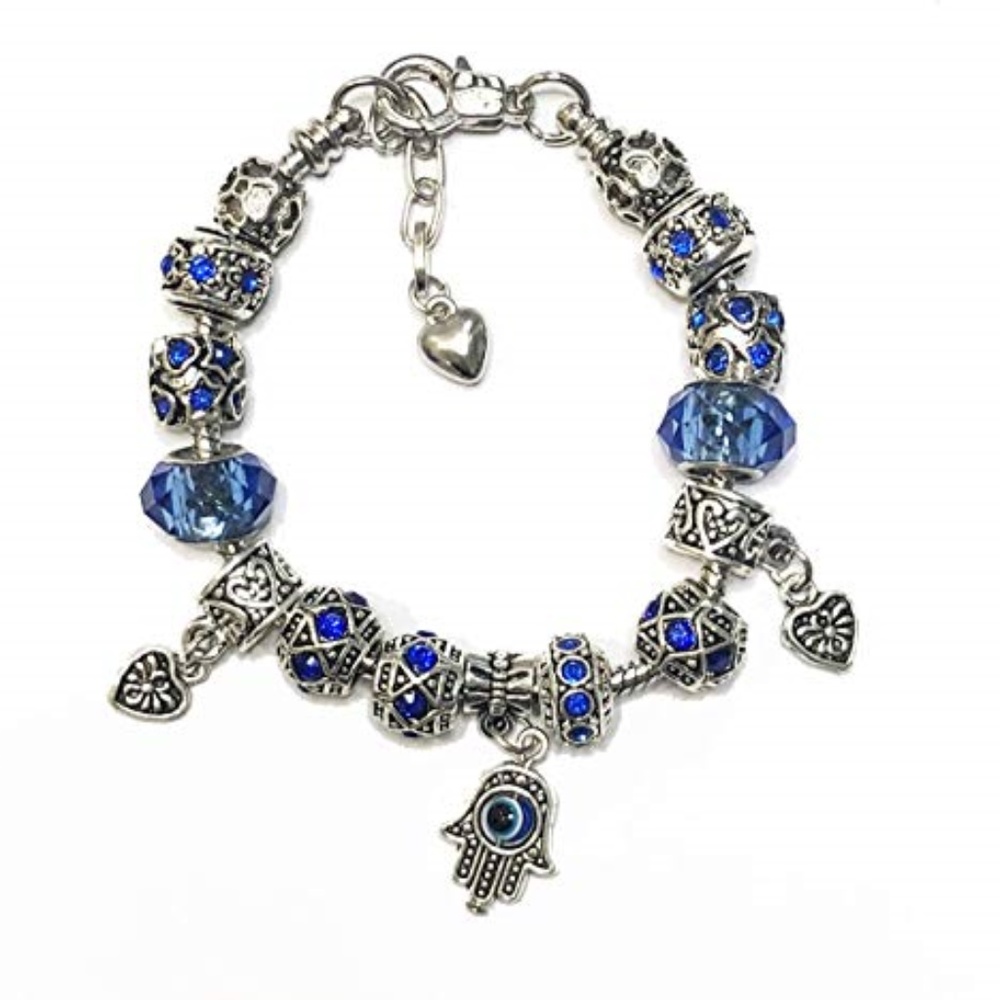 Luxforia Blue and Rhinestone Silver Bracelet